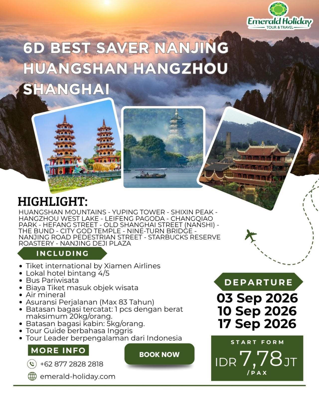 6D BEST SAVER NANJING HUANGSHAN HANGZHOU SHANGHAI